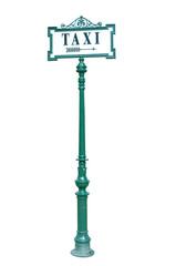 Signpost Taxi on white background