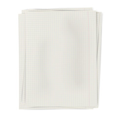 Stack of squared sheets of paper isolated on white