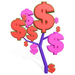 3d dollar sign on a tree