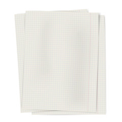 Pile of notebook squared sheets of paper isolated