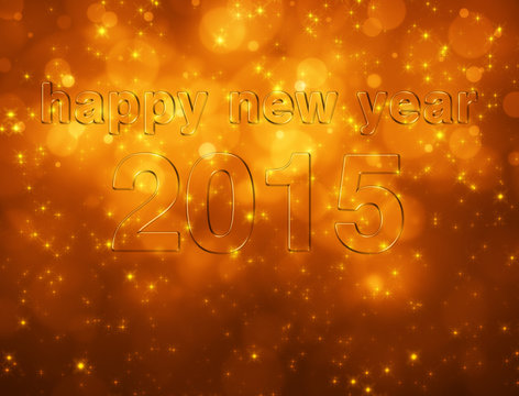 happy new year 2015 on orange bokeh