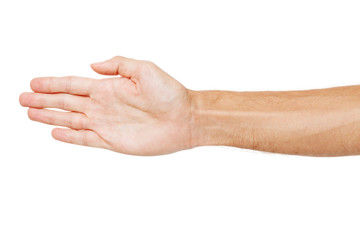 Male hand isolated on white background