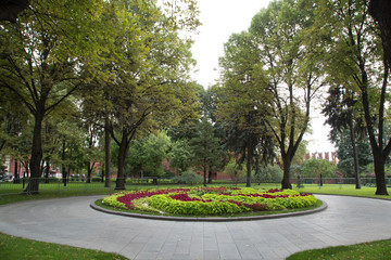 Flowerbed with circle walkway in a Formal Garden