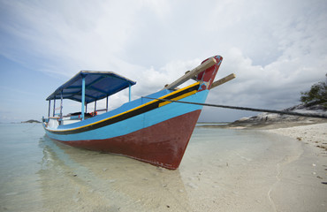 Fishing boat parks in Indonesia, beach