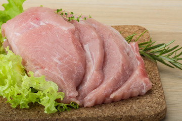 Raw pork schnitzel