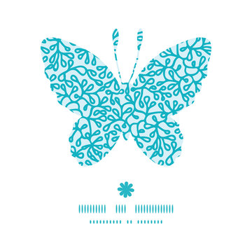 Vector abstract underwater plants butterfly silhouette pattern