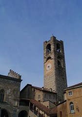 Fototapeta na wymiar The campanile of Bergamo in Italy