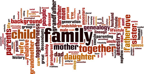 Family word cloud concept. Vector illustration