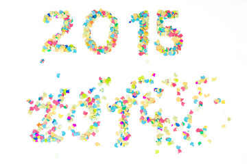 Buntes Konfetti - Jahreswechsel  2014 auf 2015