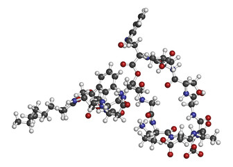 Daptomycin antibiotic drug molecule.
