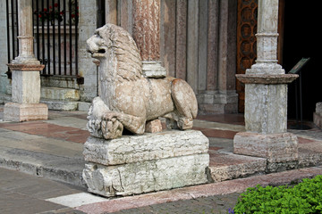 leone stiloforo; portale nord del Duomo di Trento