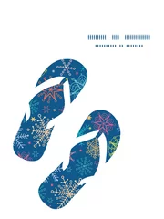 Poster Vector colorful doodle snowflakes flip flops silhouettes pattern © Oksancia