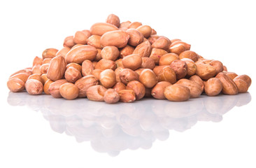 Groundnut or peanut over white background