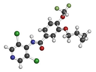 Roflumilast COPD drug molecule (PDE4 inhibitor). 