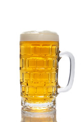 Mug with beer isolated on white