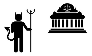 Diable devant un tribunal