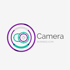 Thin line neat design logo, camera concept