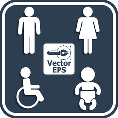 Set of 4 restroom web and mobile icons. Vector.