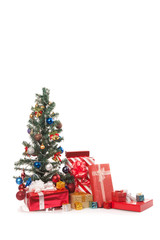 Christmas tree with  many gift boxes