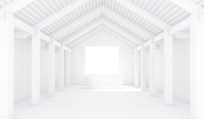 Empty White Room - 3d Perspective illustration 