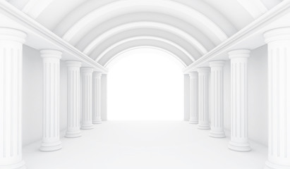Empty White Room - 3d Perspective illustration 