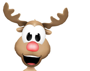 Surprised reindeer isolated