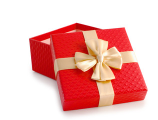Red open empty gift box clipping path.
