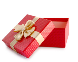 Red open empty gift box clipping path.