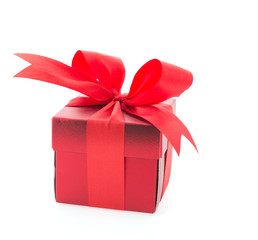 Red gift box isolated on white background