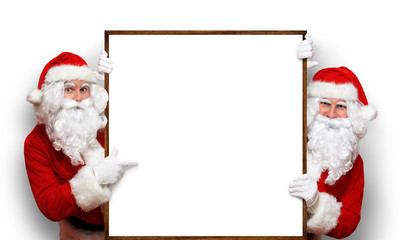 Weihnachtsmann mit Tafel