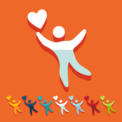 Flat design: happiness people