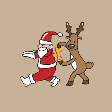 Reindeer winds up Santa