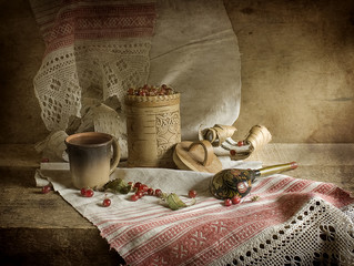 Stil life with viburnum