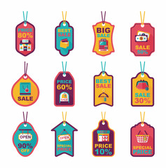 shopping tag banner flat design background set, eps10