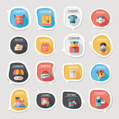 shopping speech bubble flat design background set, eps10