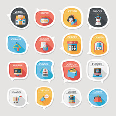shopping speech bubble flat design background set, eps10