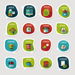 shopping speech bubble flat design background set, eps10