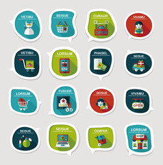 shopping speech bubble flat design background set, eps10
