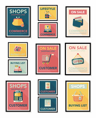 shopping poster banner flat design background set, eps10