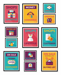 shopping poster banner flat design background set, eps10