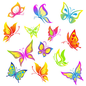 Beautiful  butterfly  icon  set.