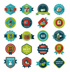 Naklejka premium shopping badge flat design background set, eps10