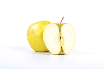 half an apple next to a whole apple