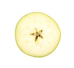 half green apple isolated on white background