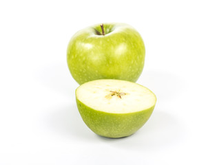 half an apple next to a whole apple