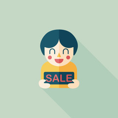 SALE Shopaholic flat icon with long shadow,eps10