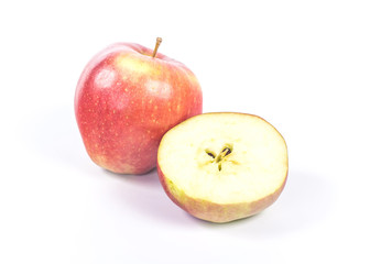 half an apple next to a whole apple