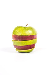 horizontal striped apple made up of two colors