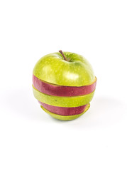 horizontal striped apple made up of two colors