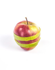 horizontal striped apple made up of two colors